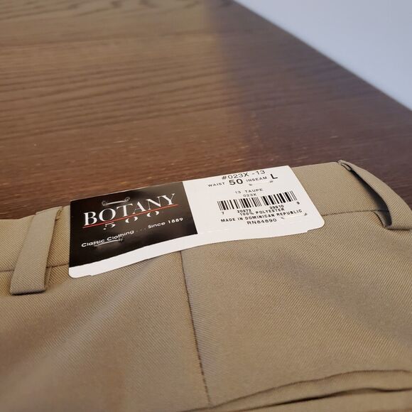 NWT Botany 500 Casual Dress Pants Size W50 Camel Flat Front by Haband $59 - Picture 16 of 16